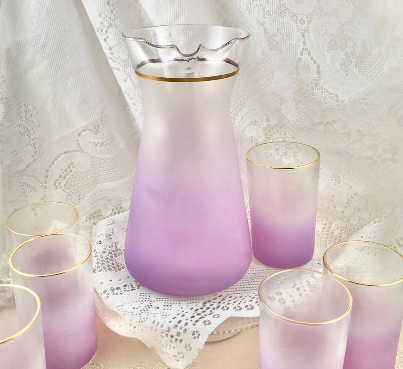 Frosted glassware in soft purples