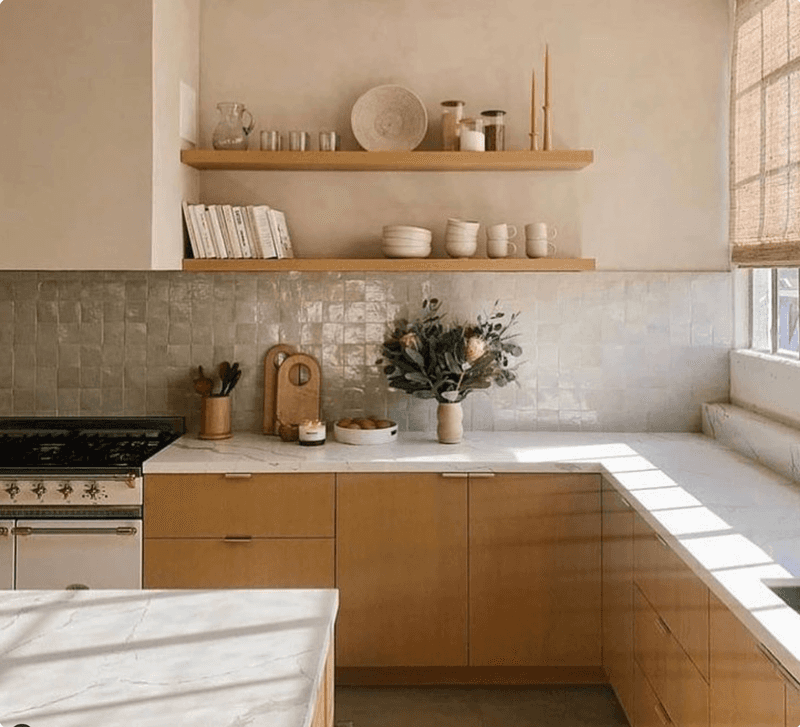 Choose muted backsplash tiles
