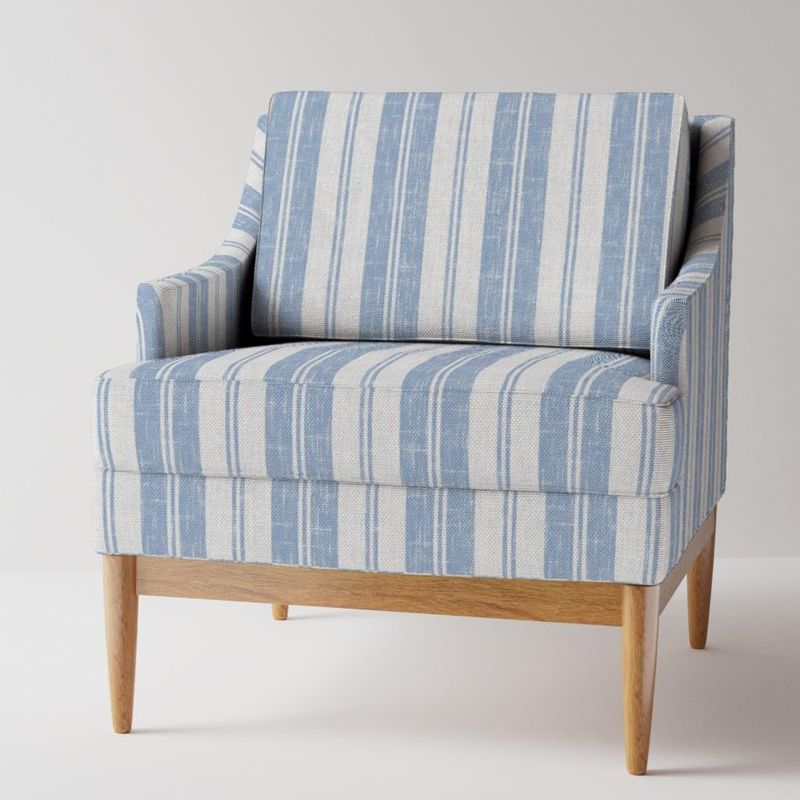 Blue Ticking Stripe Loveseat