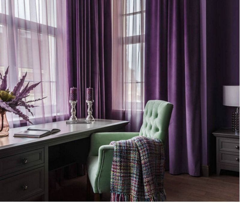 Soft purple velvet curtains