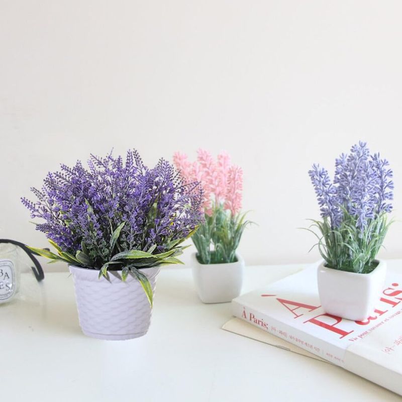 Lavender in Mismatched China Vases