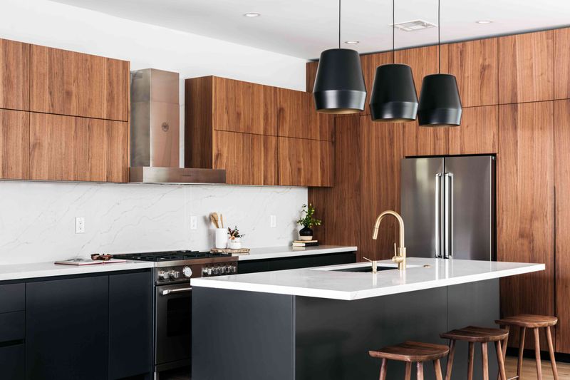 Walnut Slab-Front Cabinets