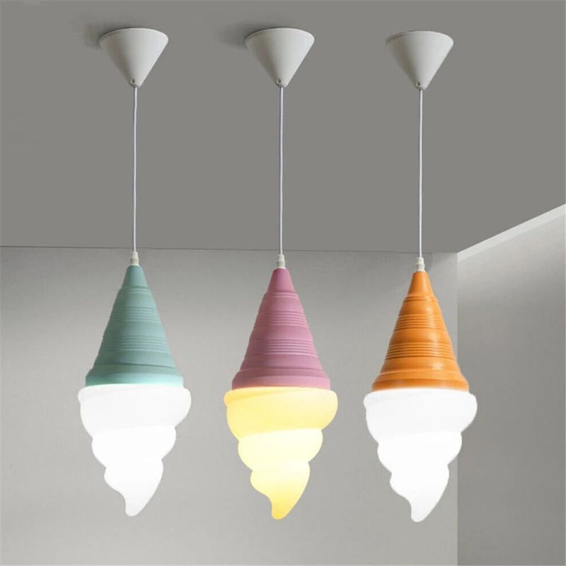 Ice cream cone-shaped pendant lights