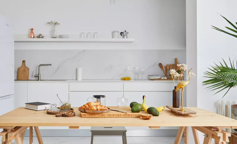 One-Wall Kitchen with Open Shelving