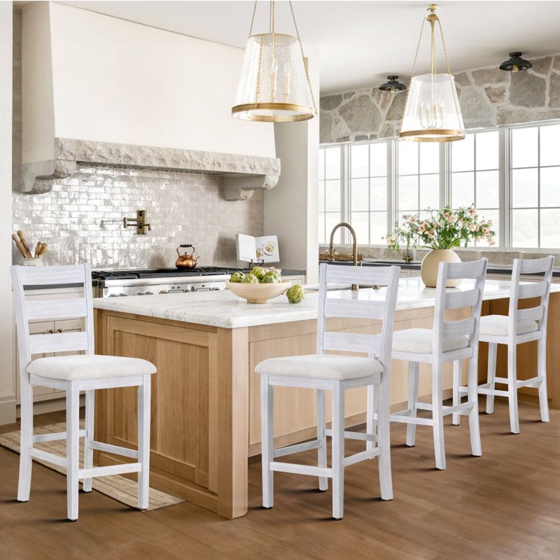 Ladderbacks with Modern Upholstered Bar Stools