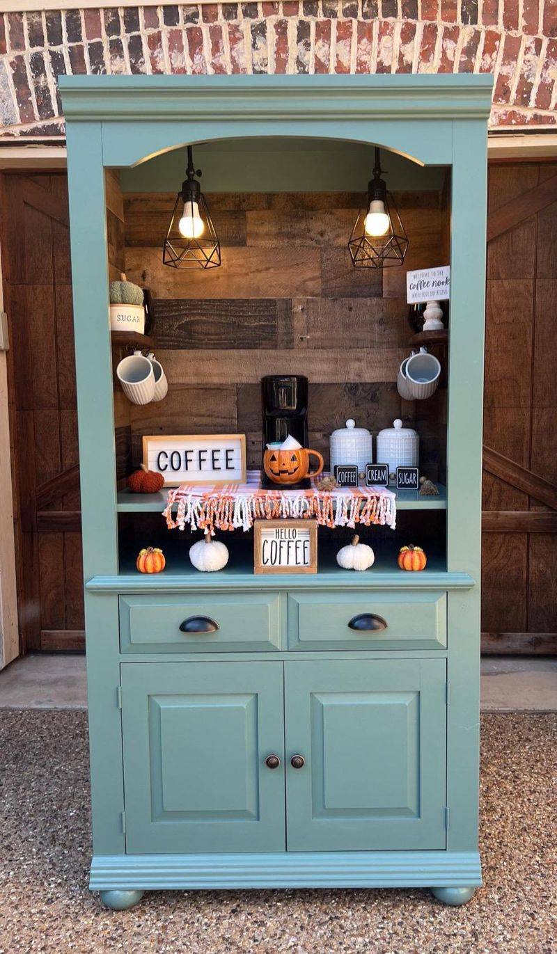 Sage Green Hutch with Antique Brass Hardware