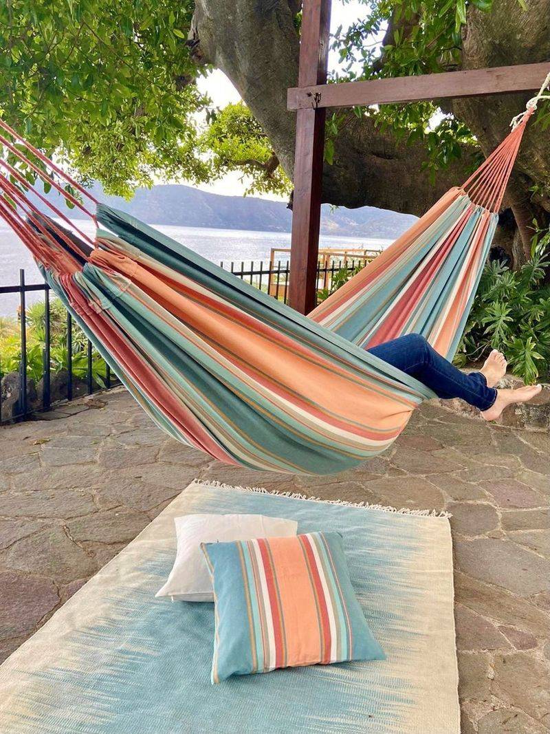 Candy-Colored Hammock Hanging Between Poles