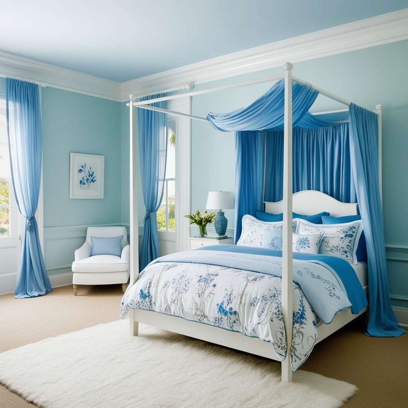 Soft Sky Blue Walls with White Trim
