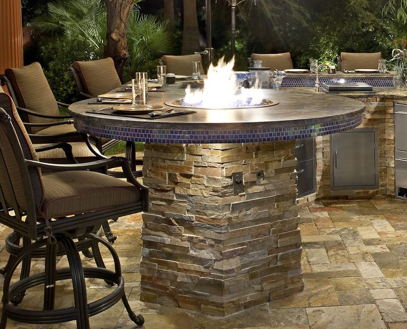 Fire Feature Built Into the Island
