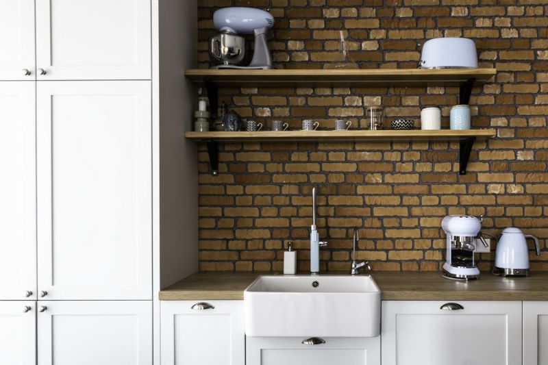 Faux brick backsplashes