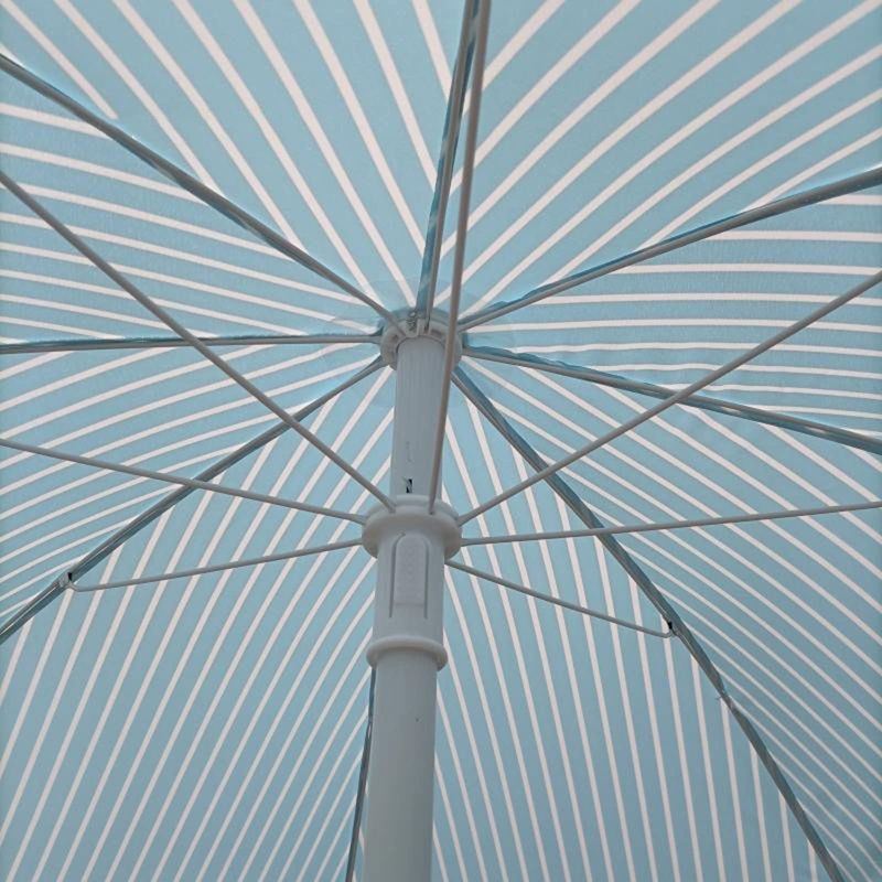 Striped Parasol in Coral and Sky Blue