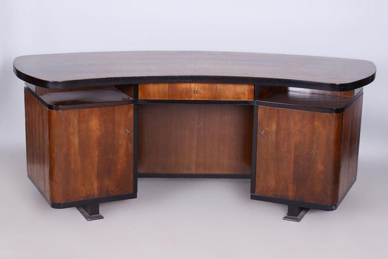 Sleek Writing Desk with Exotic Wood Veneer