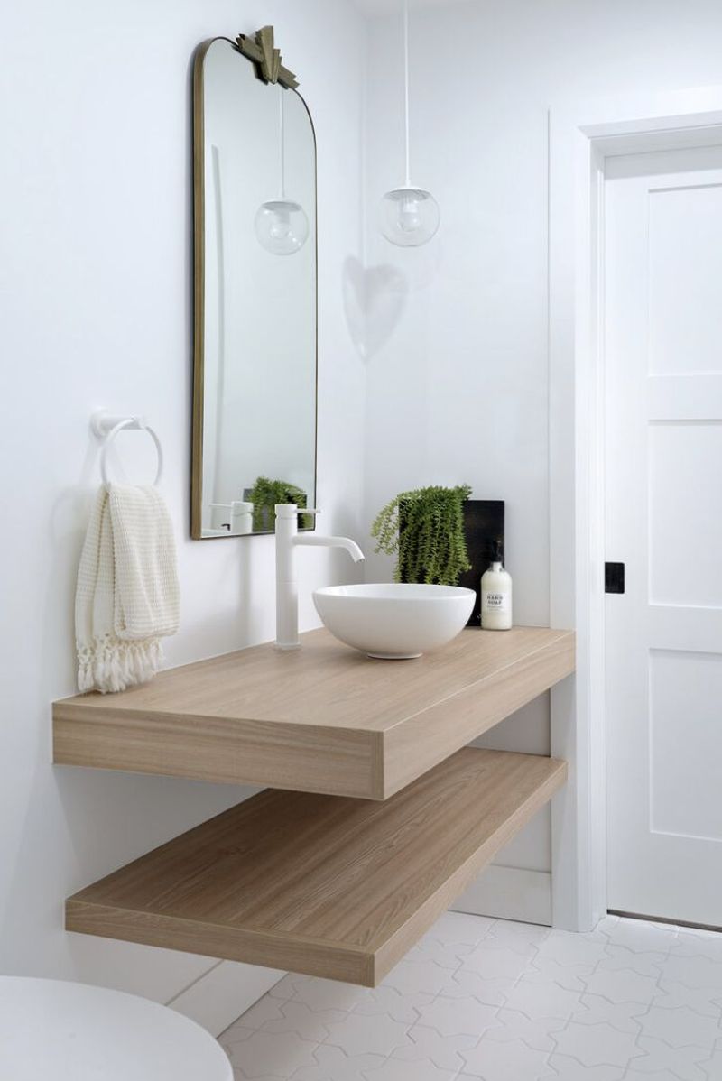 Floating Vanity With Open Shelving