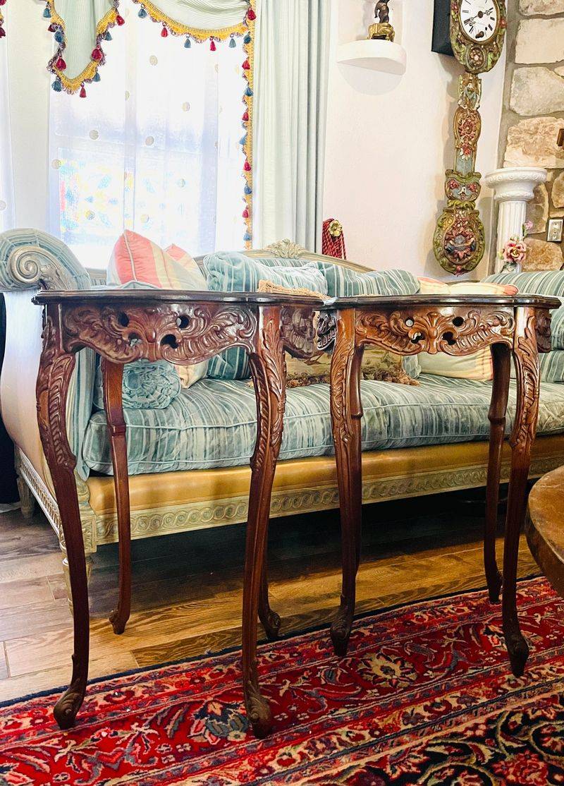 Carved Wood Side Tables