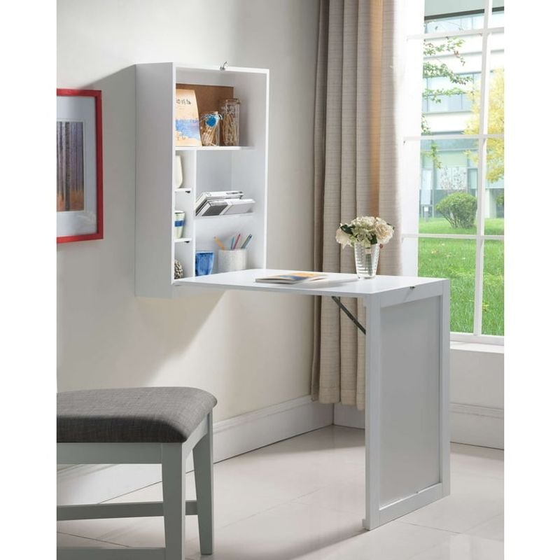 Wall-mounted desks with storage