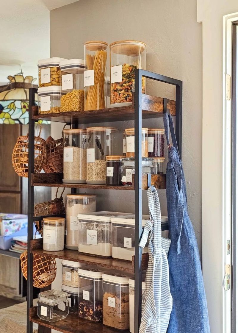 Transform A Vintage Bookshelf Into Open Pantry Storage