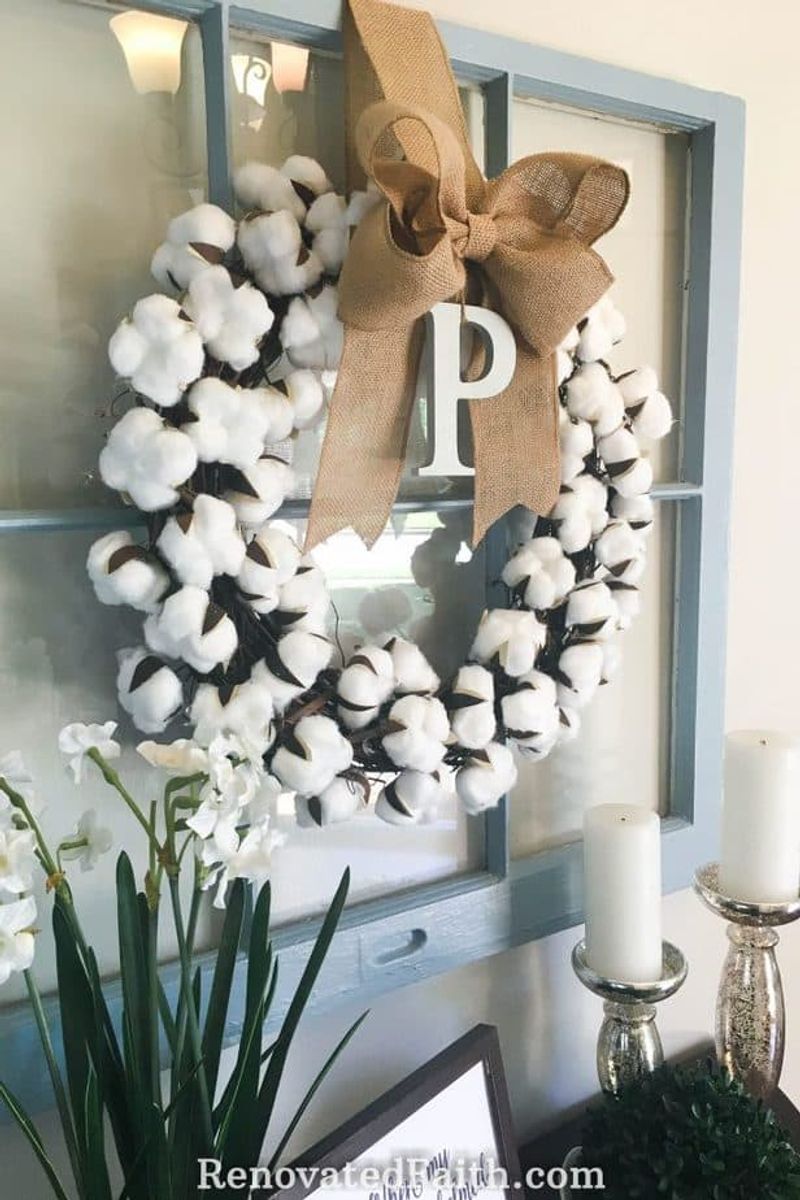 Giant Cotton Wreaths Over Every Doorway