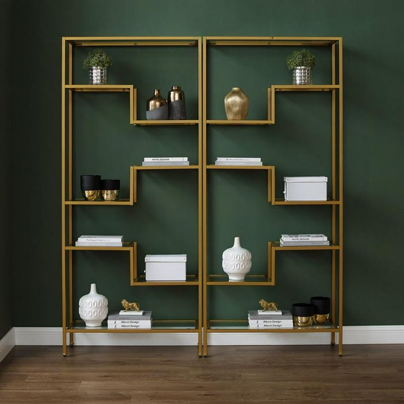 Symmetrical Bookshelves Framed in Metal