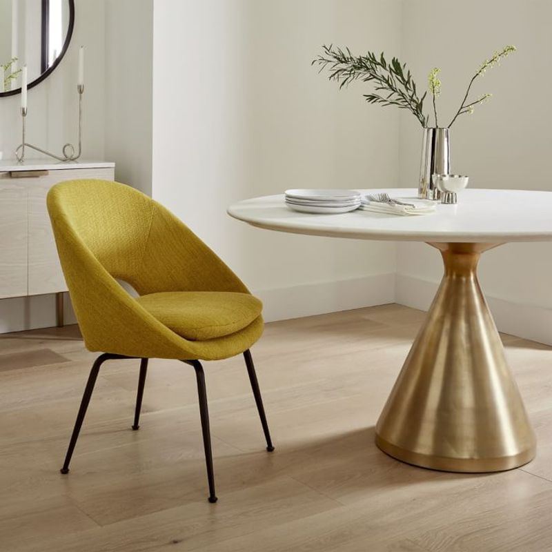 Marble-Topped Dining Table with Brass Base