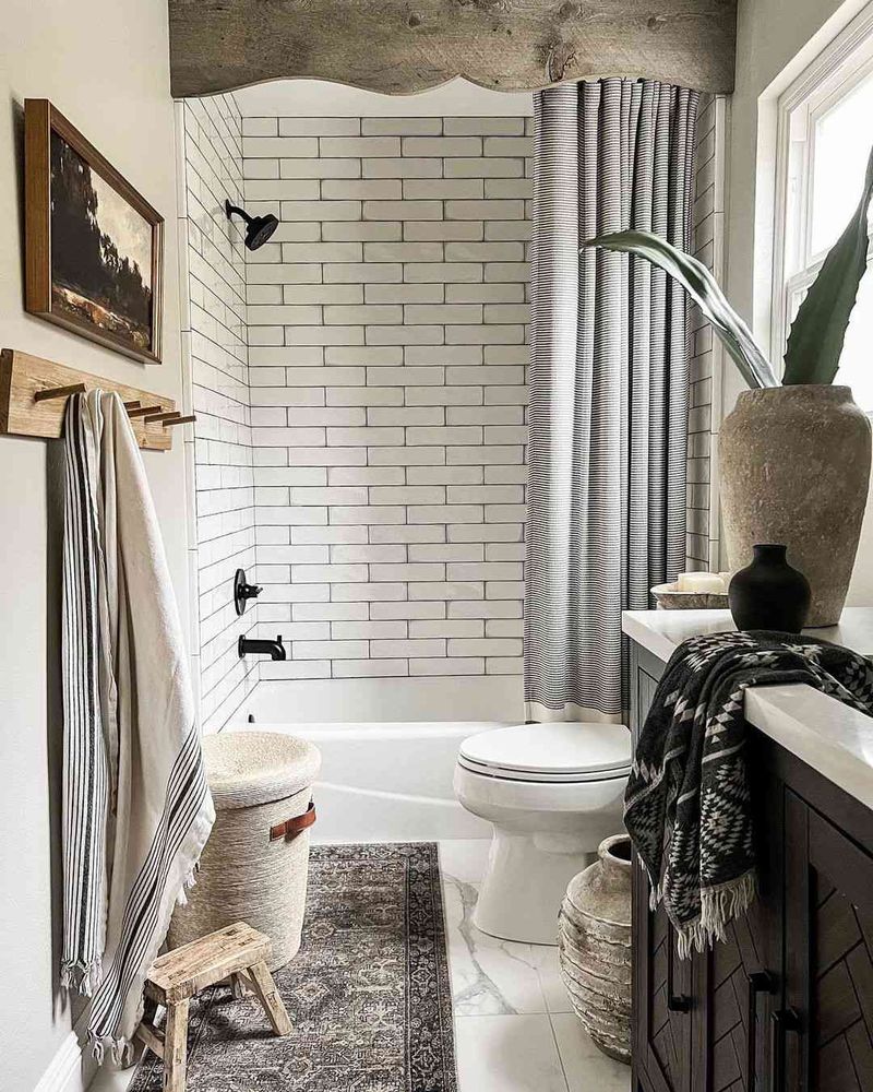 Layer Textured Towels and Rugs