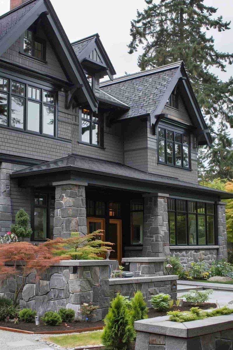 Earth-Toned Exteriors with Monochrome Paint Accents