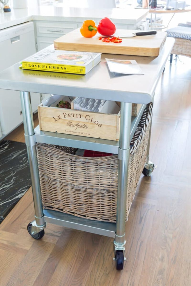 Repurpose A Bar Cart As Rolling Kitchen Storage