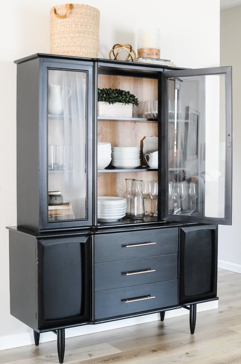 Repurpose A China Cabinet For Modern Kitchen Display Storage