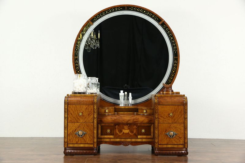 Art Deco Vanity with Etched Mirror Panels