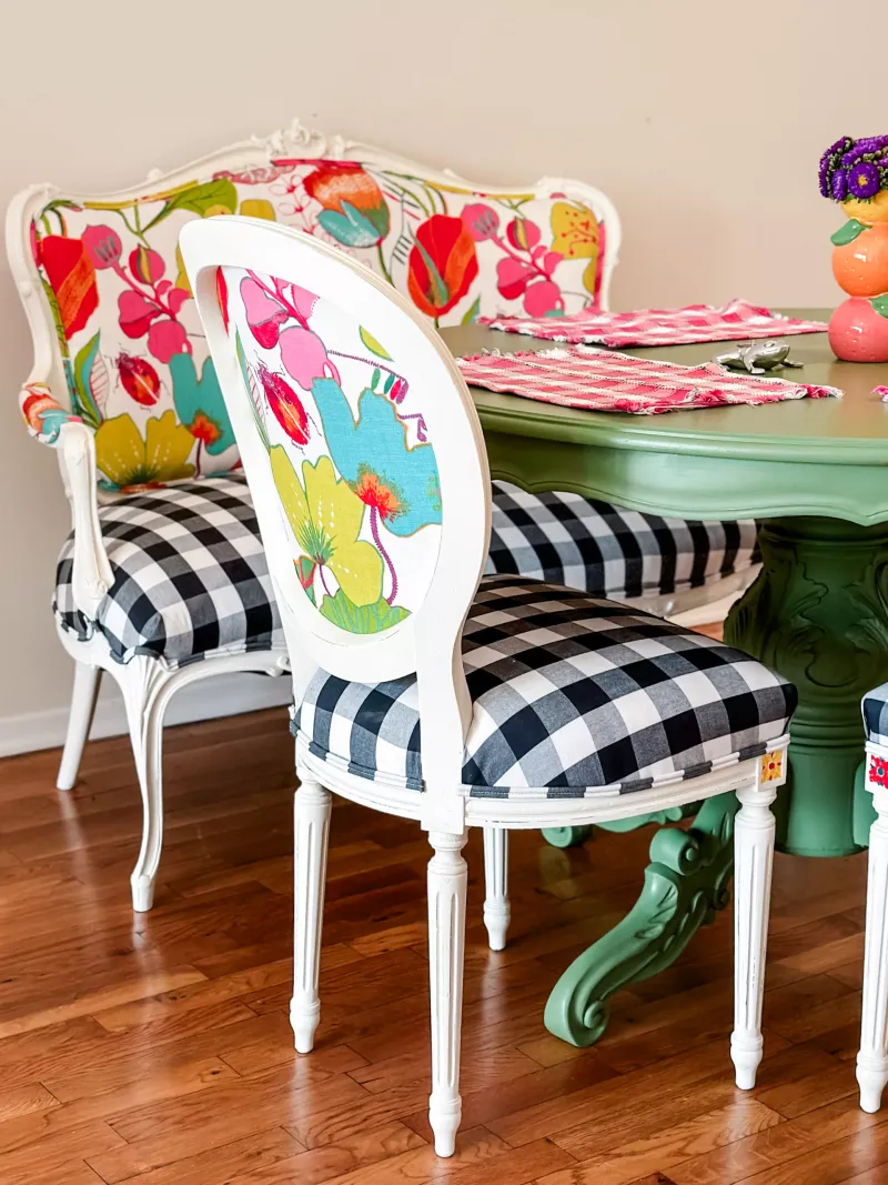 Painted Vintage Wood Chairs and Clear Acrylics