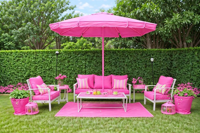 Fuchsia Cushions on Wrought-Iron Seating