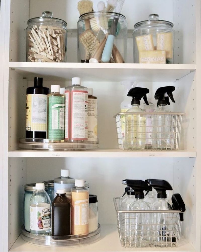Convert A Linen Cabinet Into A Kitchen Cleaning Supply Hub