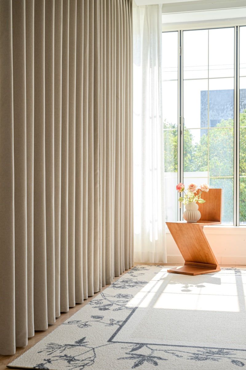 Hung Full-Length Drapes in a Heavy Fabric