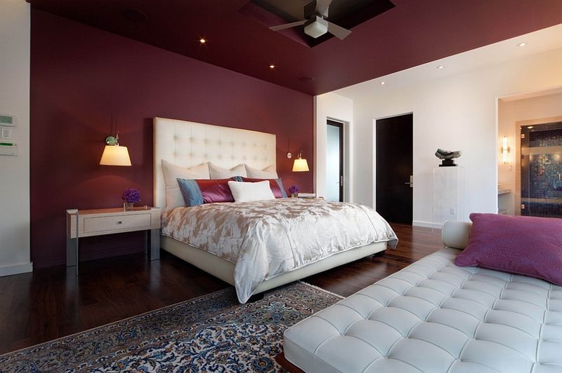 Deep Wine-Colored Accent Walls