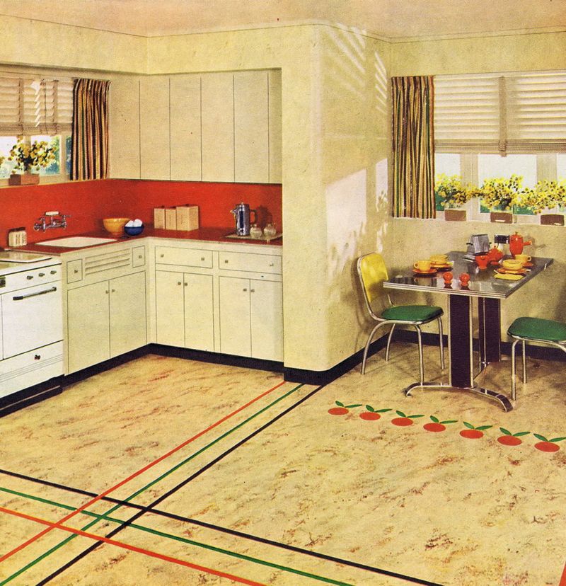 Patterned Linoleum Floors in Kitchens