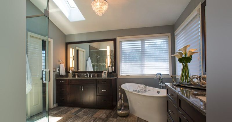 Chandelier in the Master Bathroom