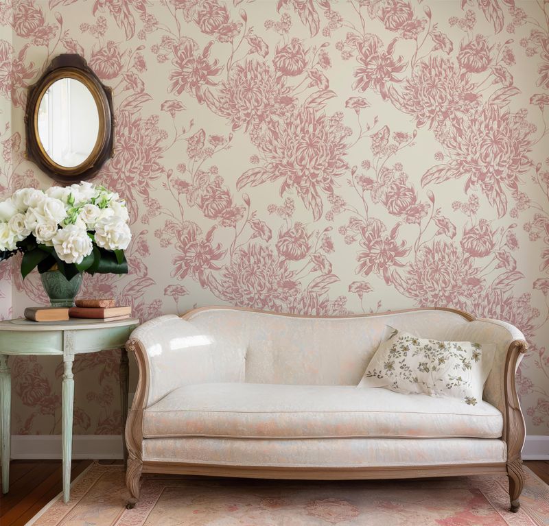Toile or Floral Wallpaper Accents