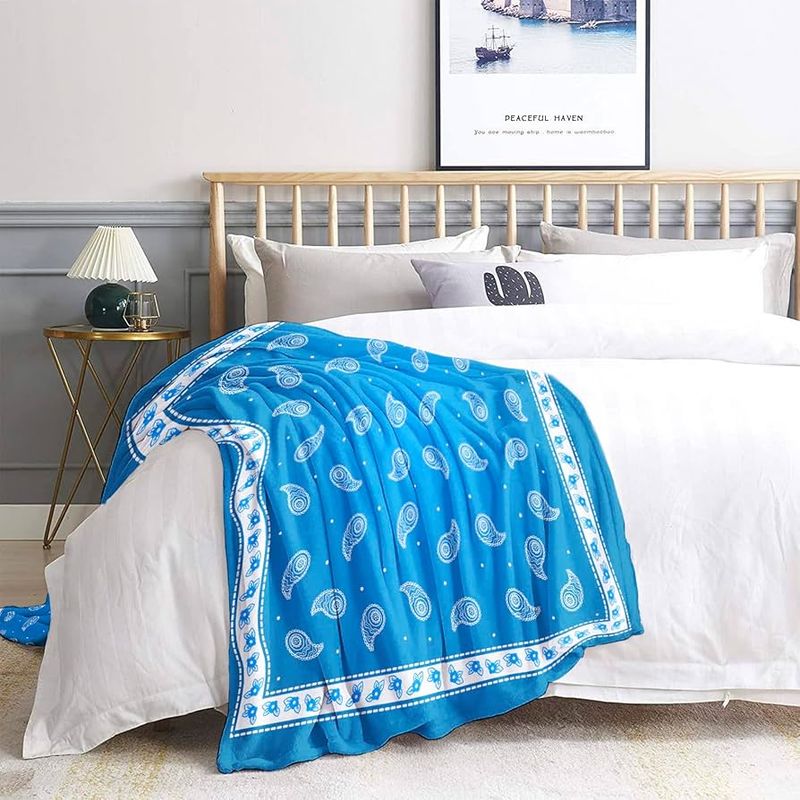 Blue Paisley Throw Blankets
