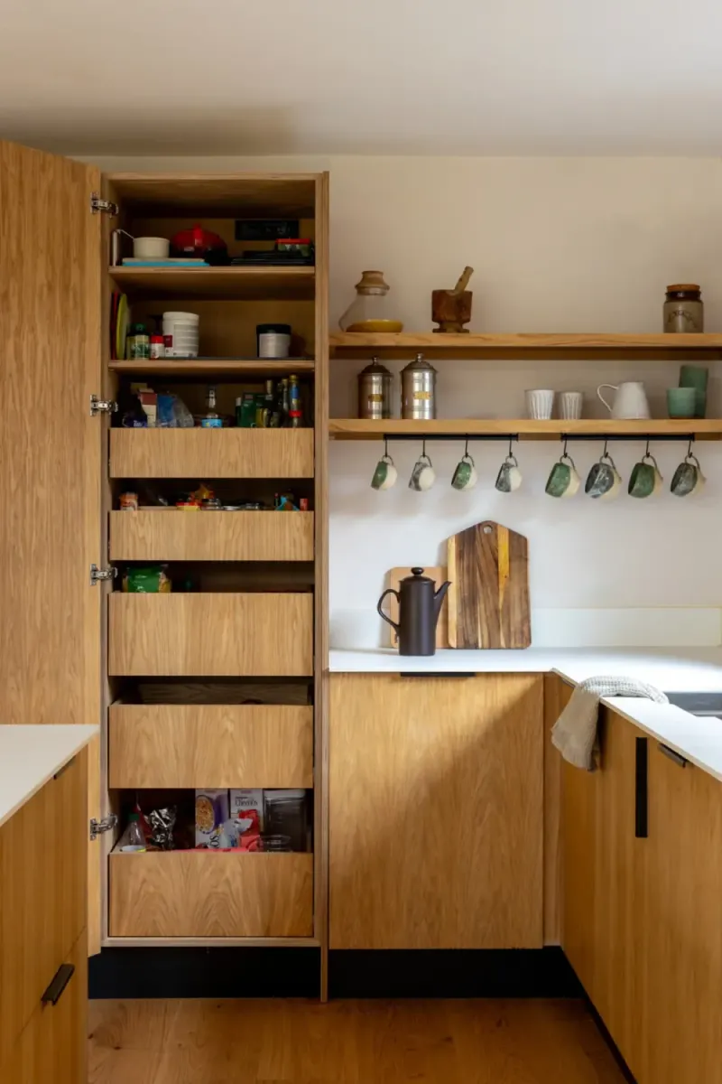 Natural Wood Haven with Smart Vertical Solutions