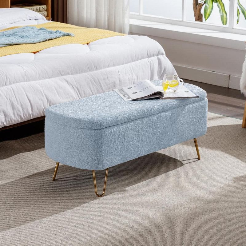 Kate and Laurel Color Block Storage Ottoman