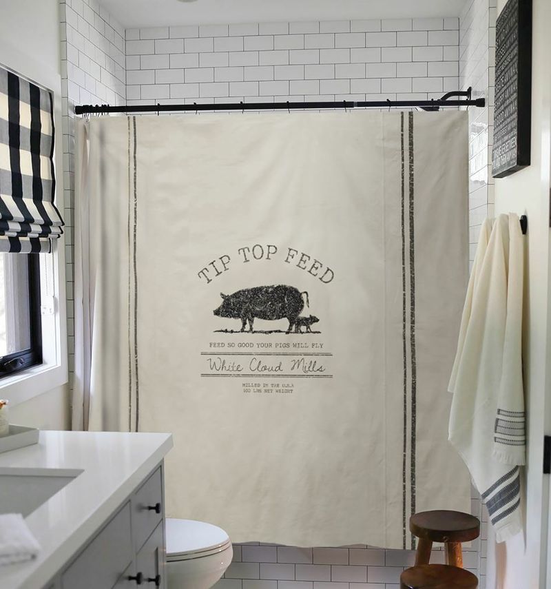 Grain Sack Shower Curtains